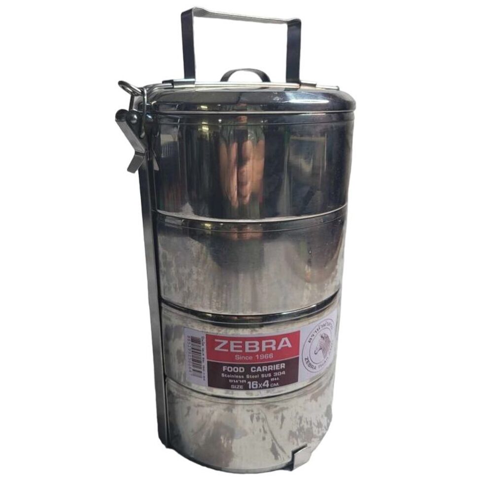 3453 Thai Zebra 4 Tier Stainless Steel Food Carrier - Picture 1 of 5